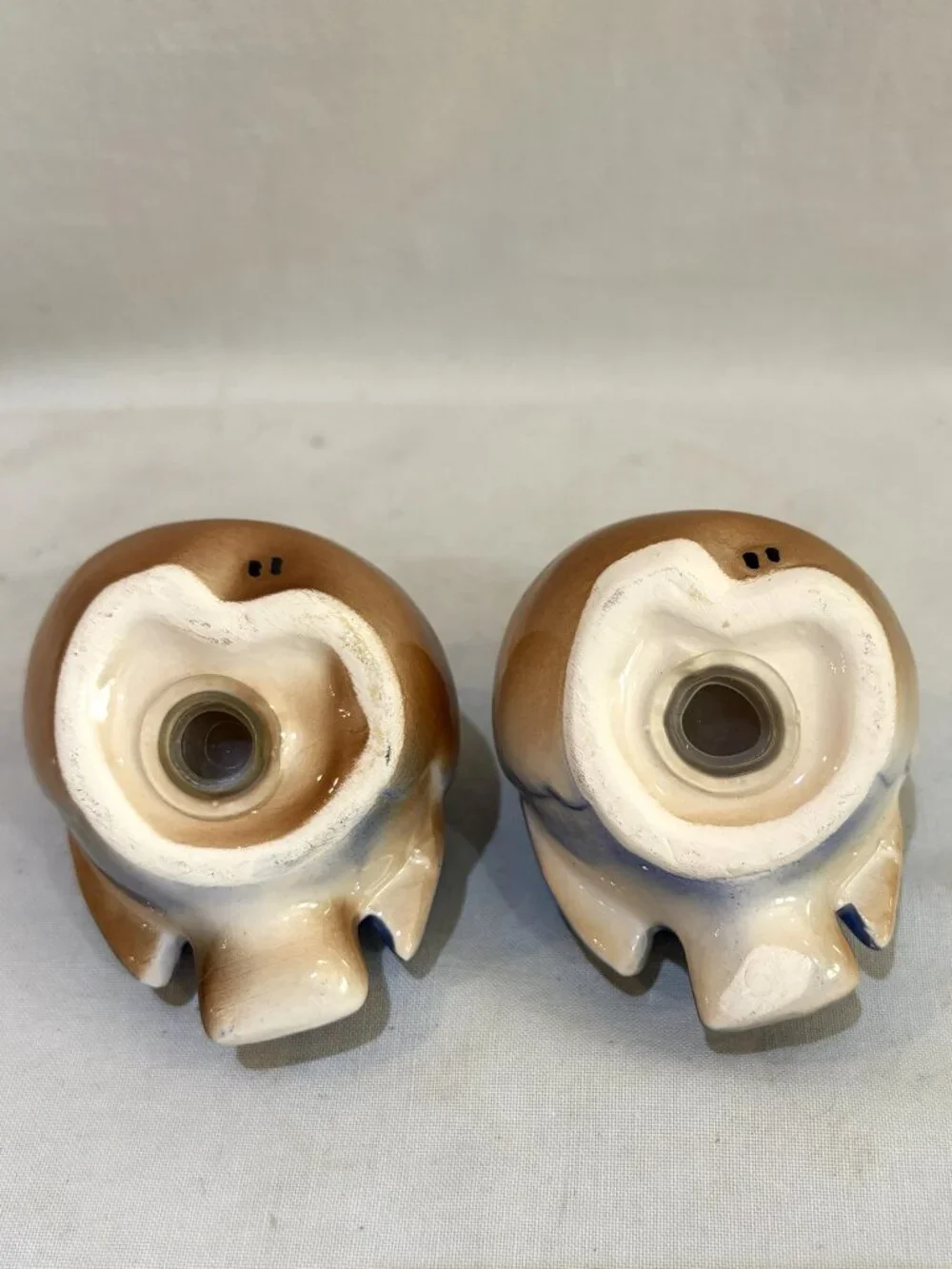 Vintage Hand Painted Ceramic Chubby Blue Bird Salt and Pepper Shaker Set